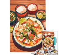 Jigsaw Puzzles 1000 Pieces Delicious Seafood Dish with Rice And Salsa Family Game Brain Intelligence Challenge Addictive Toys Great Gifts for Games Birthday Present (Size 50x75cm)