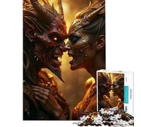 Jigsaw Puzzles 1000 Pieces Demon And Masked Woman Confrontation Difficult And Challenge For Family Fun Toy Wall Decor for And from 14 Years And over (38X26cm)