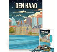 Jigsaw Puzzles 1000 Pieces Den Haag The Hague Cityscape Flawless Fit Art Creative Skill Toy Rest Time Play Christmas Art Display (50x75cm)