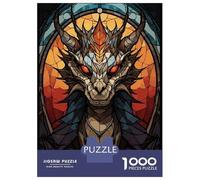 Jigsaw Puzzles 1000 Pieces Dragon Stained Glass Puzzles for Adults Hands-on Game Staycation Kill Time Christmas Birthday Gifts 52x38cm/1000pcs