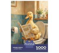 Jigsaw Puzzles 1000 Pieces Duck Reading Newspaper on Toilet Jigsaws for Adults Hands-on Game Stress Reliever Unique Birthday And Xmas Gifts 70x50cm/1000pcs