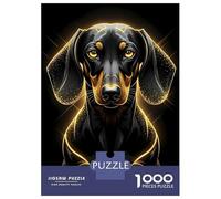 Jigsaw Puzzles 1000 Pieces Elegant Dachshund Portrait with Golden Accents Jigsaws for Adults Hands-on Game Stress Reliever Unique Birthday And Xmas Gifts 52x38cm/1000pcs