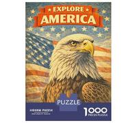 Jigsaw Puzzles 1000 Pieces Explore America Eagle Vintage Adult Jigsaw Puzzle Toy Wall Decor Birthday Present Unique Birthday And Xmas Gifts 38x26cm/1000pcs