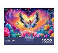 Jigsaw Puzzles 1000 Pieces Fairy on Rose with Butterflies Jigsaw 38x26cm/1000pcs Gift For Kids Stress Reliever Educational Games DIY Cardboard