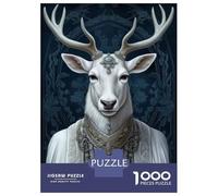 Jigsaw Puzzles 1000 Pieces Fantasy White Deer Stag Adult Jigsaw Puzzle Brain Teaser Game Analysis And Logic Christmas Birthday Gifts 70x50cm/1000pcs