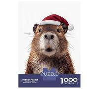 Jigsaw Puzzles 1000 Pieces Festive Beaver Portrait Puzzles for Adults Hands-on Game Staycation Kill Time Christmas Birthday Gifts 38x26cm/1000pcs
