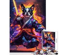 Jigsaw Puzzles 1000 Pieces Fighters Boston Terrier Home Decoration Toys Great Gift for Games Hands-on Game Wishlist with Santa Claus Size 38x26cm