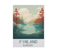 Jigsaw Puzzles 1000 Pieces，Finland Europe Vintage Travel Poster，Paper Children Games Educational Toys（38x52cm）-CI2