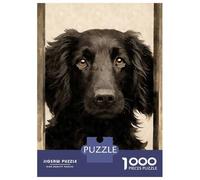 Jigsaw Puzzles 1000 Pieces Flat Coated Retriever Dog Puzzles for Adults Relaxing Games Difficult Challenge Fun at Home Activities, 52x38cm/1000pcs