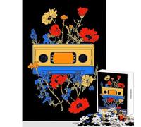 Jigsaw Puzzles 1000 Pieces Floral Cassette Tape Home Decoration Toys Great Gift for Games Hands-on Game Wishlist with Santa Claus Size 50x75cm