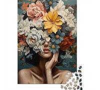 Jigsaw Puzzles 1000 Pieces Floral Woman Portrait Puzzles 52x38cm/1000pcs Gift For Kids Challenging Creative Educational Games DIY Cardboard
