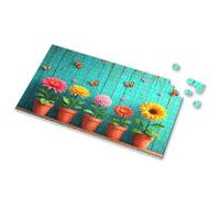 Jigsaw Puzzles 1000 Pieces Flowers In Pots With Butterflies Flying Around. Picture Puzzle Puzzle Books For Adults Toys For Ages 2-4(300PCS)
