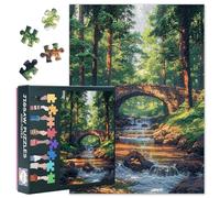 Jigsaw Puzzles 1000 Pieces for Adult, 1000 Piece Puzzle for Adults - Beautiful Stone Bridge Over a Stream in the Forest Nature Landscape, Premium Puzzle for Adults - 27.5x19.7 Inches