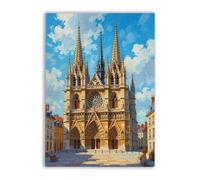 Jigsaw Puzzles 1000 Pieces for Adult Children Orleans Cathedral Beautiful Facade Architecture France Colorful Home Decoration New Upgraded Gifts