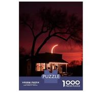 Jigsaw Puzzles 1000 Pieces for Adults 80s Neon Night Moon Adult Jigsaw Relax Games Difficult Challenge Help The Brain Exercise 38x26cm/1000pcs