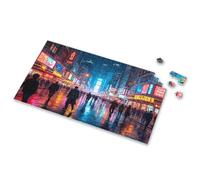 Jigsaw Puzzles 1000 Pieces For Adults A Bustling City Street At Night With Neon Lights Reflecting On Wet Pavement Picture Puzzle Toys & Games Toddlers Toys(300PCS)