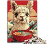 Jigsaw Puzzles 1000 Pieces for Adults A Cute Lama And Ramen Difficult Hard Brain Teaser Game Secret Santa Gifts 50x75cm