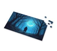 Jigsaw Puzzles 1000 Pieces For Adults A Solitary Figure Stands In A Dark, Eerie Forest Under A Swirling Crescent Moon. Picture Puzzle 100 Piece Puzzles For Kids 3 Year Old Girl Gifts(300PCS)
