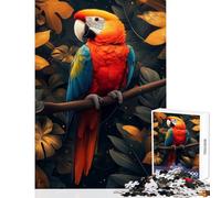 Jigsaw Puzzles 1000 Pieces for Adults A Vibrant Red Macaw Perched on A Leafy Branch Educational Toy Gifts for Women Men Family Games Train Your Brain And Hands Size 38x26cm