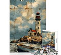 Jigsaw Puzzles 1000 Pieces for Adults A Weathered Lighthouse Home Decoration Toys Birthday Gift for Educational Game with Matching Poster And Trivia Sheet Size 38x26cm