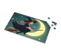 Jigsaw Puzzles 1000 Pieces For Adults A Witch Flying On A Broomstick Under The Moon. Picture Puzzle 100 Piece Puzzles For Kids 3 Year Old Girl Gifts(500PCS)