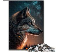 Jigsaw Puzzles 1000 Pieces for Adults A Wolf in The Starry Sky Puzzles for Adults Perfect DIY Art Decor Or Birthday Gift size 26x38cm