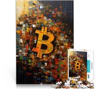 Jigsaw Puzzles 1000 Pieces for Adults Abstract Bitcoin Symbol Made of wood，Suitable for ages 14 and up Home decoration because it is ideal as a gift for the whole family。size：50x75cm