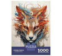 Jigsaw Puzzles 1000 Pieces for Adults Abstract Fox Portrait with Watercolor Effect Jigsaw for Adults Relaxing Games Difficult Challenge for Birthday, Chrismas 52x38cm/1000pcs