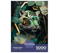 Jigsaw Puzzles 1000 Pieces for Adults Abstract Gold Green Tiger Adult Jigsaw Hands-on Game Difficult Hard Unique Birthday And Gifts 38x26cm/1000pcs