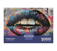 Jigsaw Puzzles 1000 Pieces for Adults Abstract Graffiti Lips Art Print Puzzles for Adults Fun Games Improve Memory Deal As Gifts for The Whole Family 70x50cm/1000pcs