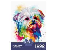 Jigsaw Puzzles 1000 Pieces for Adults Abstract Maltese Dog Art Puzzle for Adults Toy Wall Decor Hand Speed Race Stress Reduction Gifts 52x38cm/1000pcs