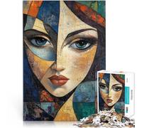 Jigsaw Puzzles 1000 Pieces for Adults Abstract Woman Portrait Made of cardboard for ages 14 and over Practical game Christmas game Presents for Women。size:38x52cm/14.96x20.47inch