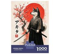 Jigsaw Puzzles 1000 Pieces for Adults American Akita Samurai Puzzle for Adults Toy Wall Decor Hand Speed Race Stress Reduction Gifts 52x38cm/1000pcs