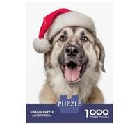 Jigsaw Puzzles 1000 Pieces for Adults Anatolian Shepherd Dog with Santa Hat Jigsaws for Adults Fun Games Stress Reliever Help The Brain Exercise 38x26cm/1000pcs
