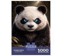 Jigsaw Puzzles 1000 Pieces for Adults Angry Panda with Glowing Blue Eyes Jigsaw for Adults Fun Games Presents for Women Help The Brain Exercise 52x38cm/1000pcs