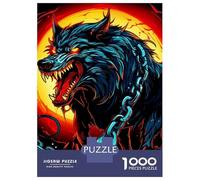 Jigsaw Puzzles 1000 Pieces for Adults Angry Wolf with Chains Illustration Adult Jigsaw Hands-on Game Difficult Hard Unique Birthday And Gifts 38x26cm/1000pcs