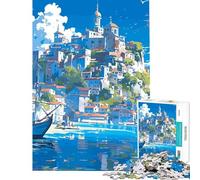 Jigsaw Puzzles 1000 Pieces for Adults Anime Fishing Cityscape 1000 Jigsaw Puzzle DIY Toys Learning Educational Christmas Birthday Gifts (38x26cm)