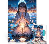 Jigsaw Puzzles 1000 Pieces for Adults Anime Girl Praying by Water Familienspaß Geschenke für Freunde und Familie52x38cm