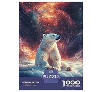 Jigsaw Puzzles 1000 Pieces for Adults Arctic Majesty Polar Bear in Cosmos Jigsaws for Adults Fun Games Stress Reliever Help The Brain Exercise 38x26cm/1000pcs