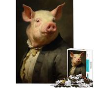 Jigsaw Puzzles 1000 Pieces for Adults Aristocratic Pig Toys Educational Games Practical Game Learning Educational Gifts Ideas (Size 38x26cm)