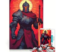 Jigsaw Puzzles 1000 Pieces for Adults Armored Knight with Fiery Sword And Sacred Flame, Educational Toy, Tough Challenge, Artists Collection, Fine Art 38x26cm