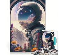 Jigsaw Puzzles 1000 Pieces for Adults Astronaut And Flowers Wind, Educational Toy, Tough Challenge, Artists Collection, Fine Art 38x26cm