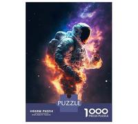 Jigsaw Puzzles 1000 Pieces for Adults Astronaut in Space Flames Teenager Puzzles Family Game Difficult Challenge Stress Reduction Gifts 38x26cm/1000pcs
