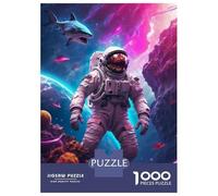 Jigsaw Puzzles 1000 Pieces for Adults Astronaut in Space Shark Puzzle for Adults Family Game Wall Decoration for Birthday, Chrismas 70x50cm/1000pcs