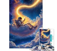Jigsaw Puzzles 1000 Pieces for Adults Astronaut Relaxing on Cosmic Clouds Fantasy Space 1000 Piece Jigsaws DIY Toys Staycation Kill Time Educational Family Game (38x52cm)