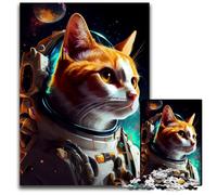 Jigsaw Puzzles 1000 Pieces for Adults Astronaut Space Cat Challenging Puzzles Educational Brain Teaser Artistic Home & Office Decor + Age 1000 PCS(38x26cm)
