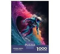 Jigsaw Puzzles 1000 Pieces for Adults Astronaut Wave Surfer Jigsaws for Adults Fun Games Stress Reliever Help The Brain Exercise 70x50cm/1000pcs