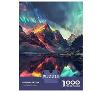 Jigsaw Puzzles 1000 Pieces for Adults Aurora Borealis Mountain Reflections Jigsaw Puzzle Anti-Stress Toys Home Decoration Help The Brain Exercise 52x38cm/1000pcs