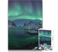 Jigsaw Puzzles 1000 Pieces for Adults Aurora Borealis over Lofoten Islands, Norway Soothing Relaxing Leisure Time Accurate Interlock Precision Toy Size 50x75cm