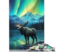 Jigsaw Puzzles 1000 Pieces for Adults | Aurora Stag Deer Northern Puzzles | 1000 Piece Jigsaw Educational Games Home Decoration Puzzle 1000pcs (38x26cm)